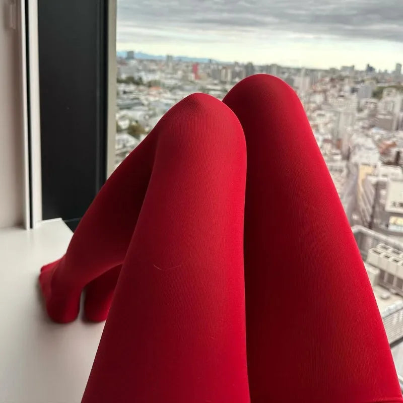 Red Tights Women Winter See Through Slim Lingerie Women’s Pantyhose New Lingerie Lace Leggings Bodys Sexy Socks Ladies