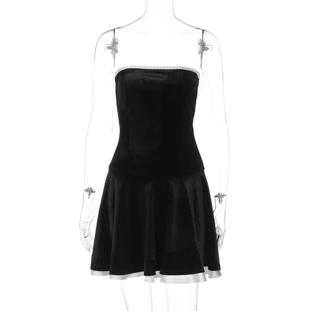 Vestido ajustado con volantes y hombros descubiertos para mujer, sin mangas, sexy, ajustado, elegante, con pliegues, para fiesta, 2025