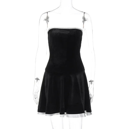 Vestido ajustado con volantes y hombros descubiertos para mujer, sin mangas, sexy, ajustado, elegante, con pliegues, para fiesta, 2025