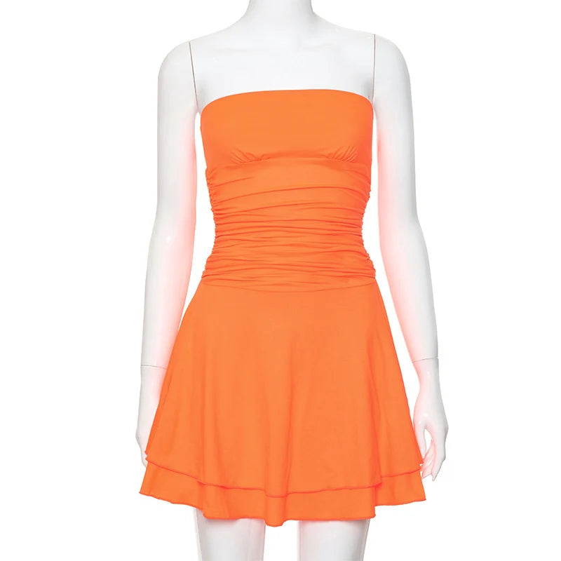 Vestido playero ajustado con volantes para mujer, minivestido ajustado de cintura alta para mujer, vestido informal de fiesta con hombros descubiertos, vestido sexy para mujer 2025