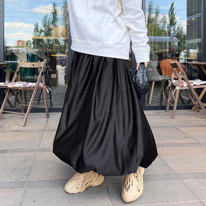 Faldas blancas elegantes de satén, faldas largas plisadas de moda para mujer, faldas de fiesta nocturnas de primavera.