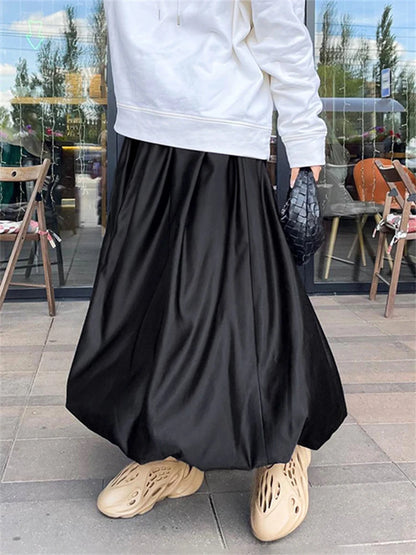 Faldas blancas elegantes de satén, faldas largas plisadas de moda para mujer, faldas de fiesta nocturnas de primavera.