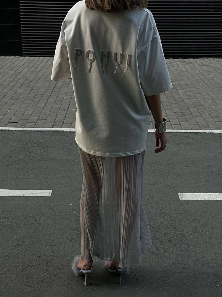 Falda larga transparente para mujer, cintura alta, sexy, ahuecada, para club, fiesta, chicas atractivas