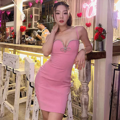 Vestido mini ajustado con cuerda plateada para mujer, vestido veraniego ajustado con escote en V profundo y cintura alta, vestidos sexis de fiesta para mujer, vestidos de verano para chicas atractivas.