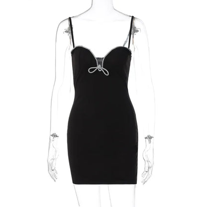 Vestido mini ajustado con cuerda plateada para mujer, vestido veraniego ajustado con escote en V profundo y cintura alta, vestidos sexis de fiesta para mujer, vestidos de verano para chicas atractivas.