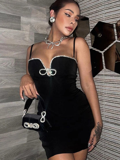 Vestido mini ajustado con cuerda plateada para mujer, vestido veraniego ajustado con escote en V profundo y cintura alta, vestidos sexis de fiesta para mujer, vestidos de verano para chicas atractivas.