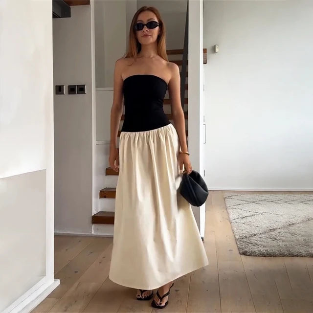 Vestido ajustado con pliegues para mujer, vestido ajustado con espalda descubierta y empalme, vestido mini elegante de verano para mujer con hombros descubiertos 2025