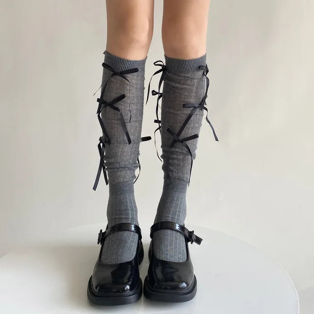 Splice Bow Loose Socks For Women Fashion Thermal Long Sock Knitting Socks Women’s Y2K JK Girl Keep Warm Leg Warmers Ladie