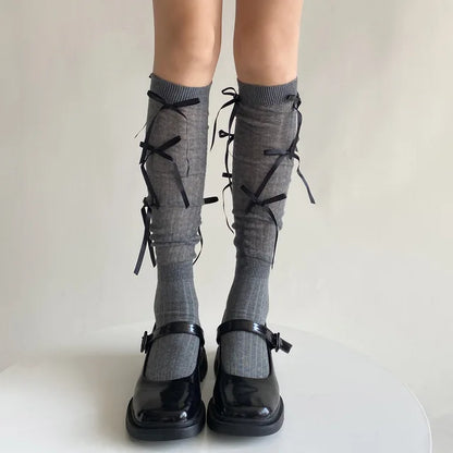 Splice Bow Loose Socks For Women Fashion Thermal Long Sock Knitting Socks Women’s Y2K JK Girl Keep Warm Leg Warmers Ladie