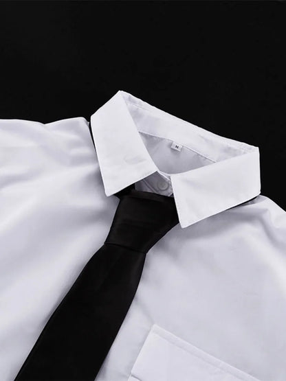 Blusa de traje con corbata para mujer, moda 2025, camisas blancas holgadas de manga larga para mujer, camisas de temperamento callejero para mujer, novedad 2025