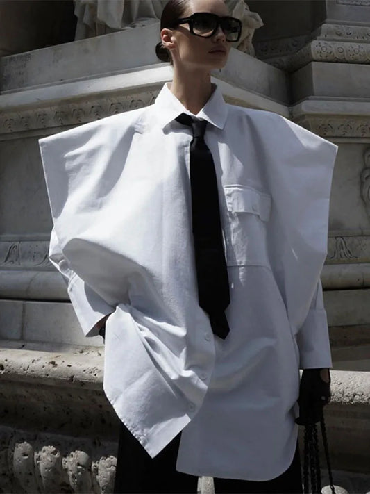 Blusa de traje con corbata para mujer, moda 2025, camisas blancas holgadas de manga larga para mujer, camisas de temperamento callejero para mujer, novedad 2025