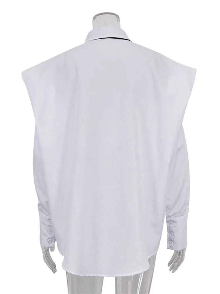 Blusa de traje con corbata para mujer, moda 2025, camisas blancas holgadas de manga larga para mujer, camisas de temperamento callejero para mujer, novedad 2025