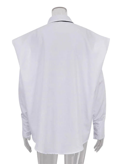 Blusa de traje con corbata para mujer, moda 2025, camisas blancas holgadas de manga larga para mujer, camisas de temperamento callejero para mujer, novedad 2025