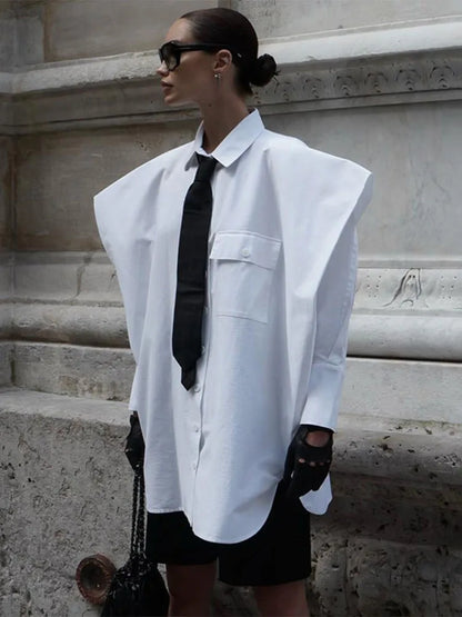 Blusa de traje con corbata para mujer, moda 2025, camisas blancas holgadas de manga larga para mujer, camisas de temperamento callejero para mujer, novedad 2025