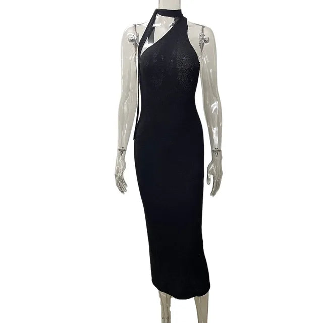Vestidos de playa para vacaciones de verano para mujer, negros, de punto, sin mangas, ajustados, sexis, largos, elegantes, bohemios, para fiesta, 2025