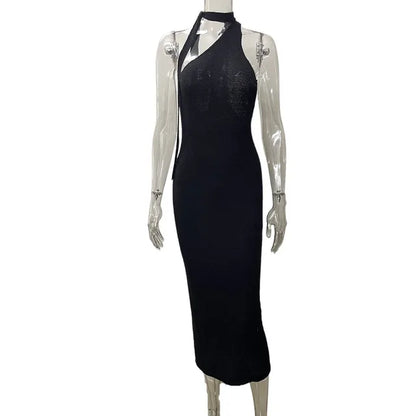 Vestidos de playa para vacaciones de verano para mujer, negros, de punto, sin mangas, ajustados, sexis, largos, elegantes, bohemios, para fiesta, 2025