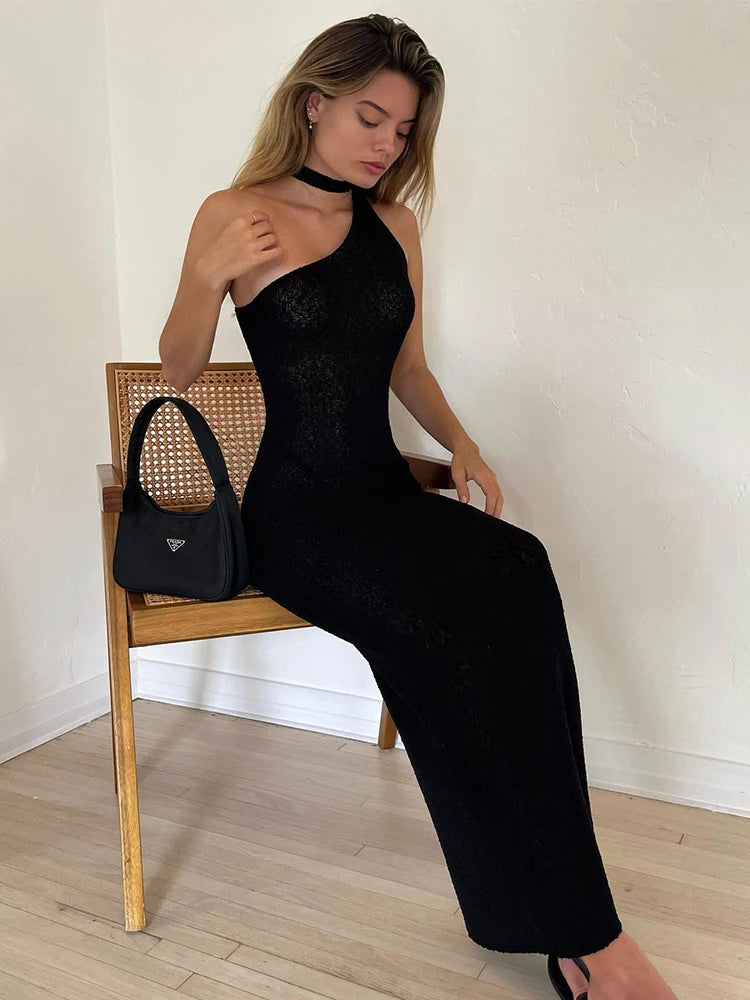 Vestidos de playa para vacaciones de verano para mujer, negros, de punto, sin mangas, ajustados, sexis, largos, elegantes, bohemios, para fiesta, 2025