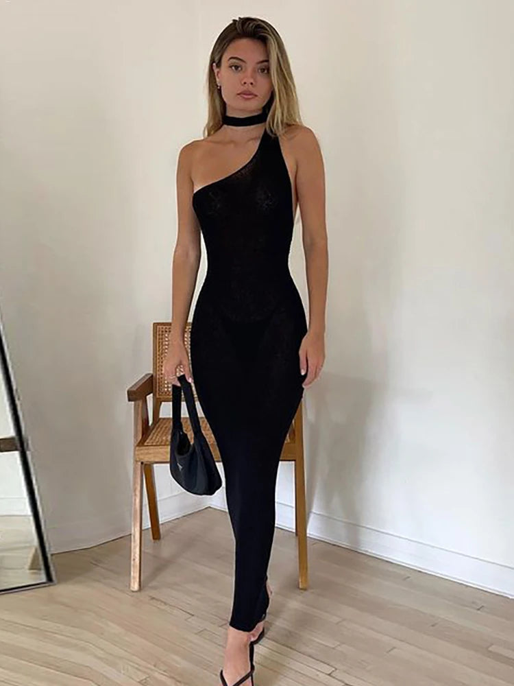 Vestidos de playa para vacaciones de verano para mujer, negros, de punto, sin mangas, ajustados, sexis, largos, elegantes, bohemios, para fiesta, 2025