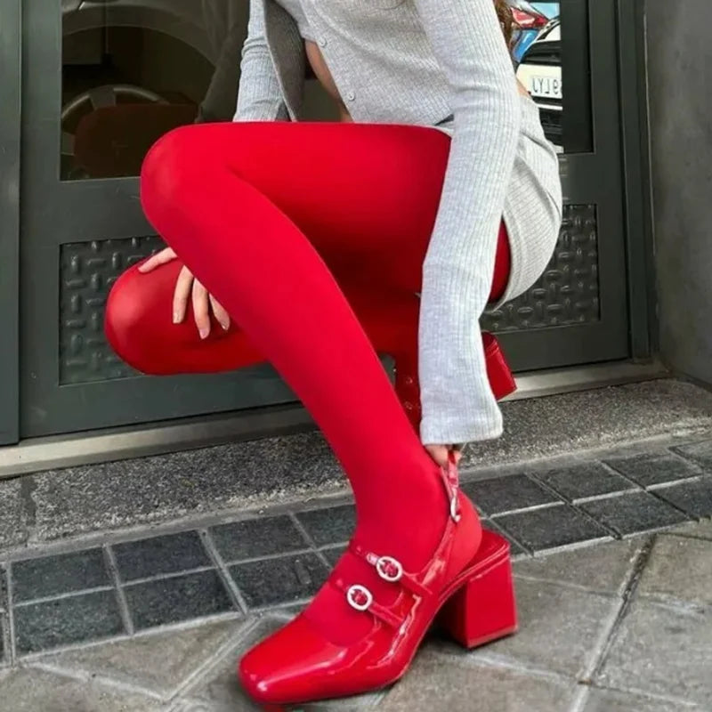 Tights Women Leggings Bodycon Sexy Red See Through Lingerie Femme Pantyhose Summer New Slim Lace Stockings Woman Lingerie