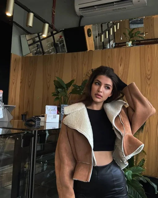 Abrigos ajustados con cuello vuelto para mujer, moda otoño invierno 2025, chaquetas de manga larga para mujer, cárdigan corto informal de calle para mujer