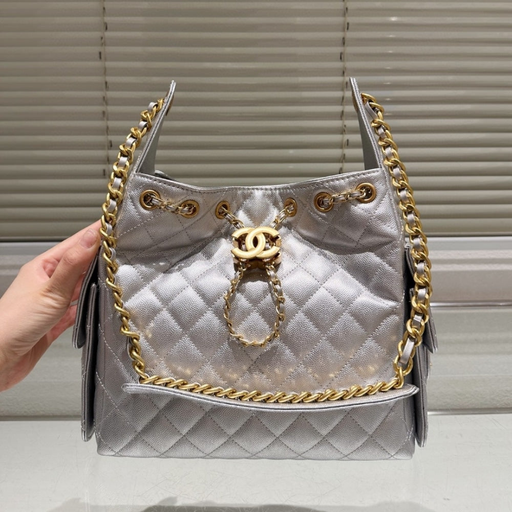 CHANEL 25 SMALL HANDBAG METALLIC 23CM AS5293 B20405 NZV67