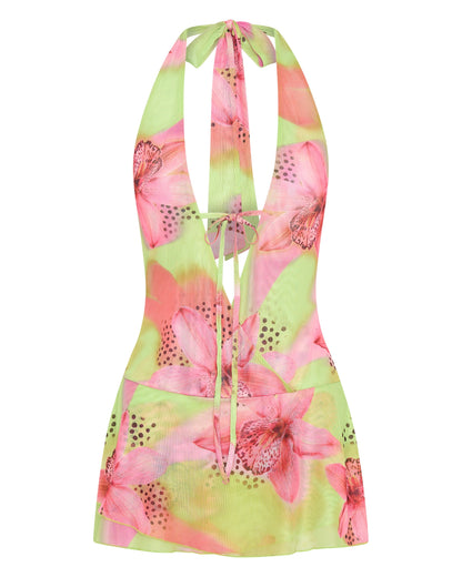 Nour Mini Dress Lime Tropics