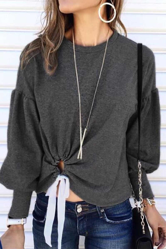 Round Neck Long Sleeve Tops