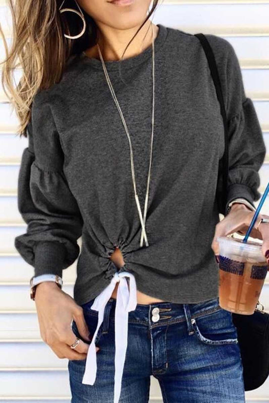 Round Neck Long Sleeve Tops