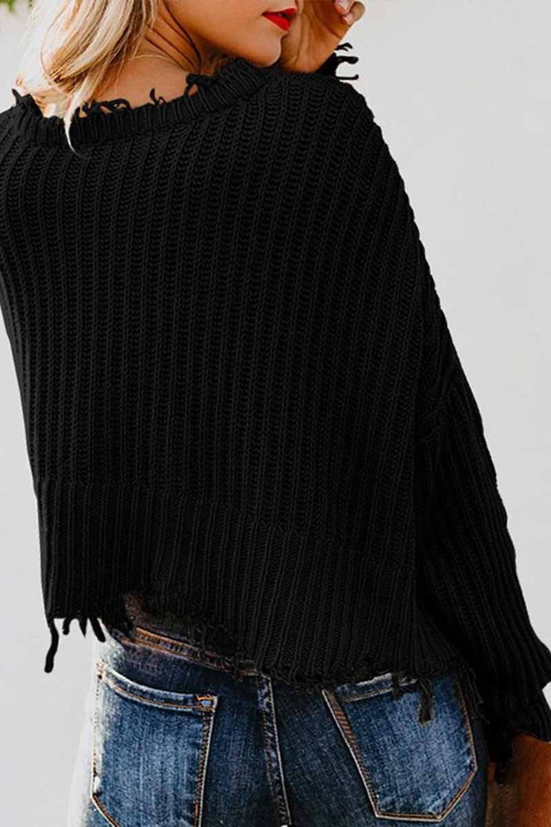 Suéter de punto de invierno con cuello en V en 3 colores
