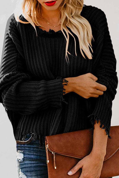 Suéter de punto de invierno con cuello en V en 3 colores