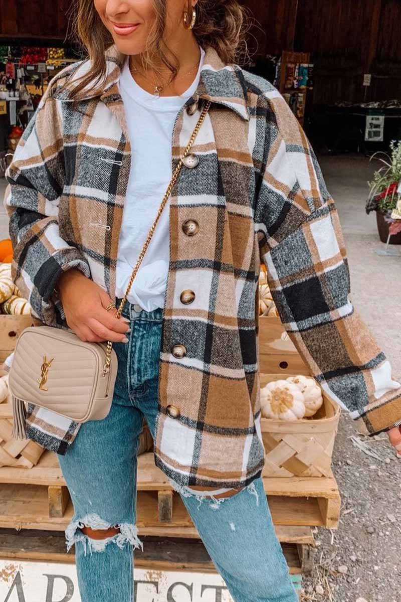 Fashion Big Plaid Coat Tops(6 Colors)