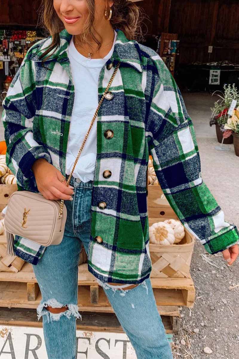 Fashion Big Plaid Coat Tops(6 Colors)