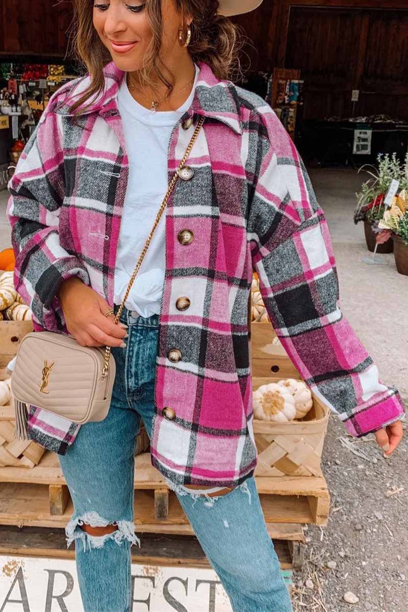 Fashion Big Plaid Coat Tops(6 Colors)
