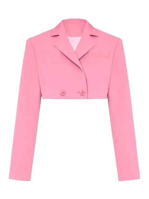 Casual Two Piece Sets Women’s Outfits 2025 New Black Matching Sets With Skirt And Blazer Cropped Top Skirt Sets For Women
