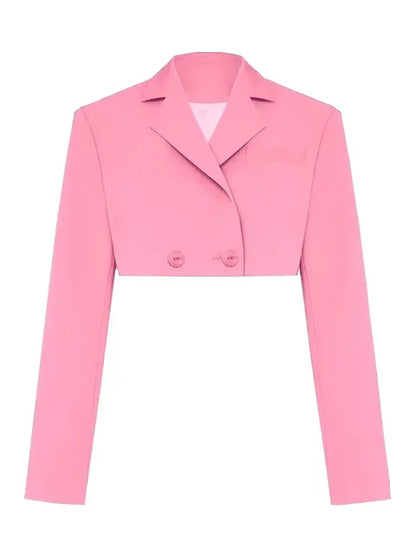 Casual Two Piece Sets Women’s Outfits 2025 New Black Matching Sets With Skirt And Blazer Cropped Top Skirt Sets For Women