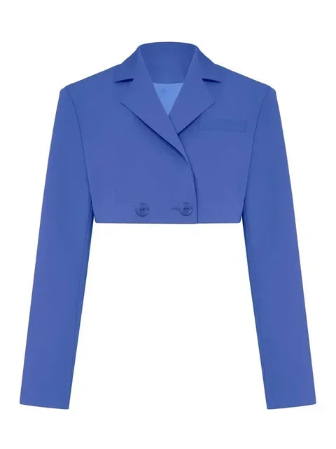 Casual Two Piece Sets Women’s Outfits 2025 New Black Matching Sets With Skirt And Blazer Cropped Top Skirt Sets For Women