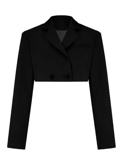 Casual Two Piece Sets Women’s Outfits 2025 New Black Matching Sets With Skirt And Blazer Cropped Top Skirt Sets For Women