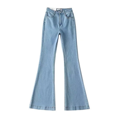 Pantalones vaqueros acampanados de verano para mujer, pantalones vaqueros largos ajustados, pantalones vaqueros elásticos azules de moda Y2K, pantalones vaqueros de cintura alta 2025