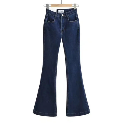Pantalones vaqueros acampanados de verano para mujer, pantalones vaqueros largos ajustados, pantalones vaqueros elásticos azules de moda Y2K, pantalones vaqueros de cintura alta 2025