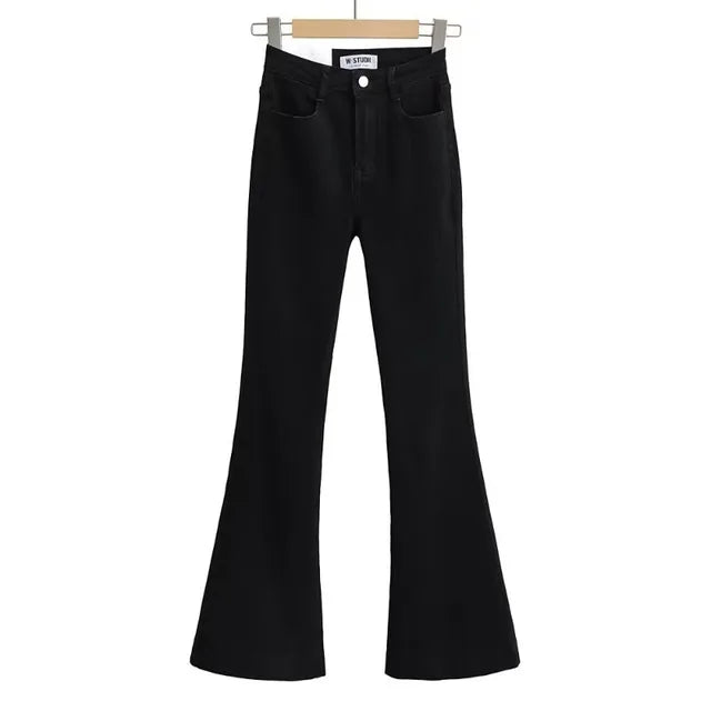 Pantalones vaqueros acampanados de verano para mujer, pantalones vaqueros largos ajustados, pantalones vaqueros elásticos azules de moda Y2K, pantalones vaqueros de cintura alta 2025