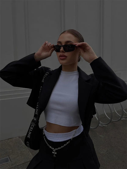 Green New Blazers For Women Cropped Coats Jacket Summer Casual Outfits 2025 Fashion Chic Jacket Women’s Blazer Suits