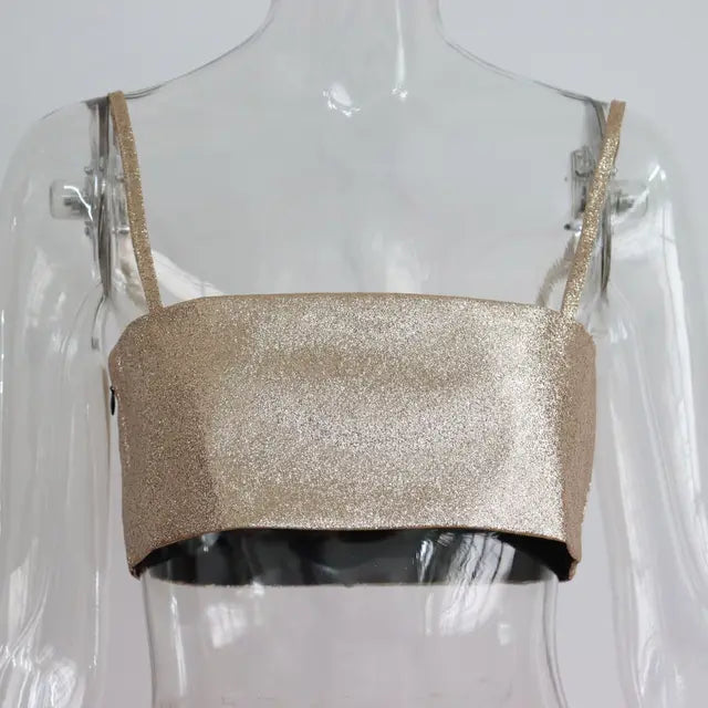 Sparkly Y2K Tops Women Summer Suspender Sleeveless Sexy Crop Top 2025 Femme Elegant Night Party Basic Cute Tops Tee
