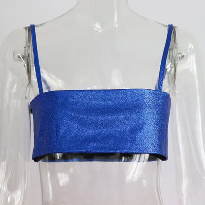 Sparkly Y2K Tops Women Summer Suspender Sleeveless Sexy Crop Top 2025 Femme Elegant Night Party Basic Cute Tops Tee