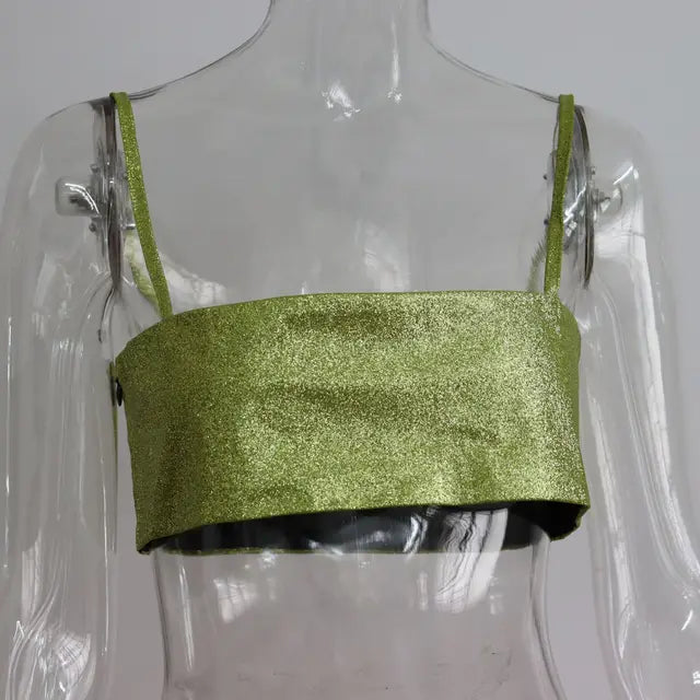 Sparkly Y2K Tops Women Summer Suspender Sleeveless Sexy Crop Top 2025 Femme Elegant Night Party Basic Cute Tops Tee