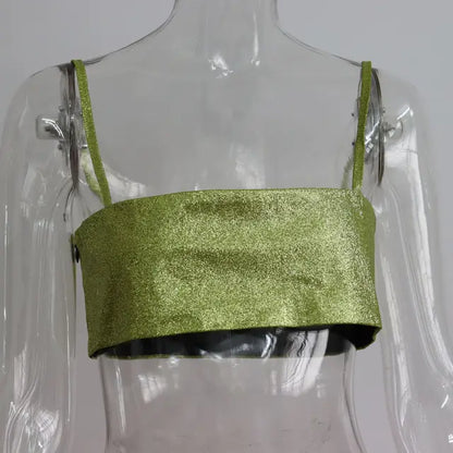 Sparkly Y2K Tops Women Summer Suspender Sleeveless Sexy Crop Top 2025 Femme Elegant Night Party Basic Cute Tops Tee