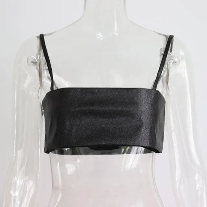 Sparkly Y2K Tops Women Summer Suspender Sleeveless Sexy Crop Top 2025 Femme Elegant Night Party Basic Cute Tops Tee