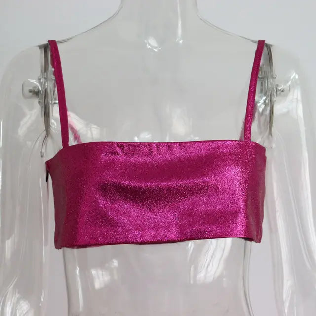 Sparkly Y2K Tops Women Summer Suspender Sleeveless Sexy Crop Top 2025 Femme Elegant Night Party Basic Cute Tops Tee