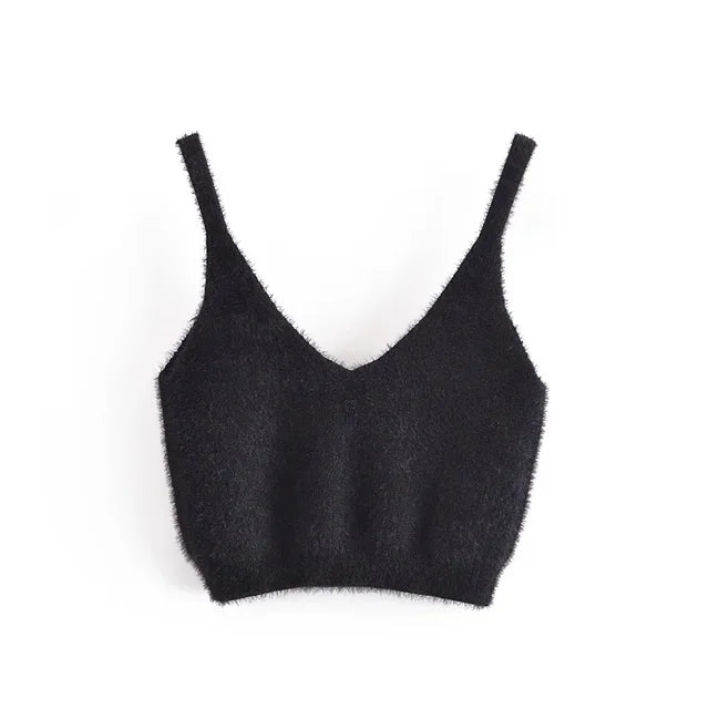 Conjuntos de dos piezas para mujer: cárdigan blanco de felpa de mohair con botones, abrigos, tops con sujetador y minipantalones cortos a juego.