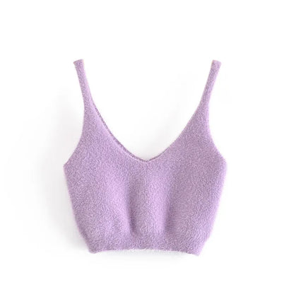Conjuntos de dos piezas para mujer: cárdigan blanco de felpa de mohair con botones, abrigos, tops con sujetador y minipantalones cortos a juego.