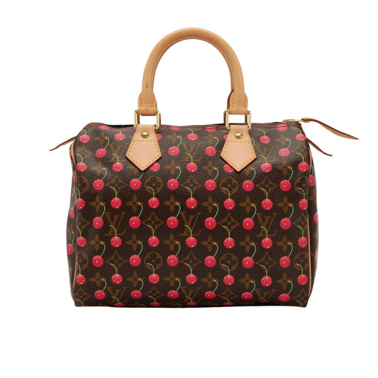 LOUIS VUITTON X TAKASHI MURAKAMI MONOGRAM CERISE SPEEDY 25 GOLD HARDWARE BROWN 25CM